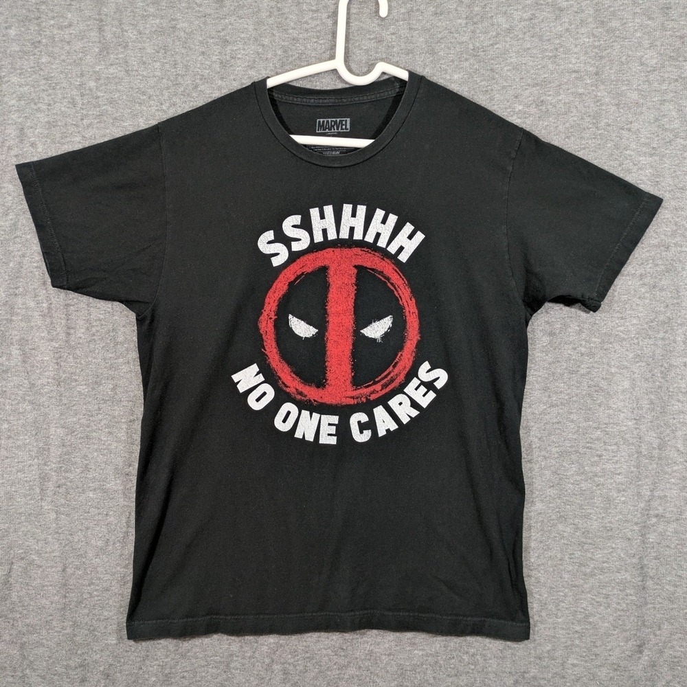 Marvel Deadpool Sshhhh No One Cares Graphic T-Shirt Black Fifth Sun Size Large